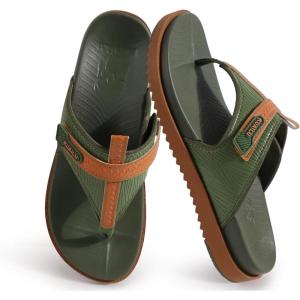 image:imageKuaiLu Womens Orthopedic Flip Flops Comfort Cushion Arch Support Sandals Summer Lightweight Casual Beach Walking Sandles Fashion Trendy Outfit Adjustable Ladies Flat SandalsGreen Khaki