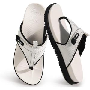 image:imageKuaiLu Womens Orthopedic Flip Flops Comfort Cushion Arch Support Sandals Summer Lightweight Casual Beach Walking Sandles Fashion Trendy Outfit Adjustable Ladies Flat SandalsWhite Black