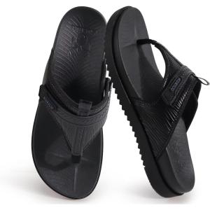 image:imageKuaiLu Womens Orthopedic Flip Flops Comfort Cushion Arch Support Sandals Summer Lightweight Casual Beach Walking Sandles Fashion Trendy Outfit Adjustable Ladies Flat SandalsBlack