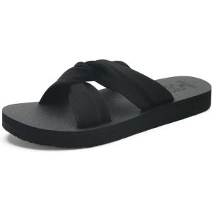 image:imageKuaiLu Dressy Sandals for Women Yoga Mat with Arch Support Comfortable Cushion Lightweight Casual Slides Summer Fashion Beach Pool Slip On Travel Orthotic Shoes Indoor OutdoorBlack