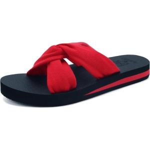 image:imageKuaiLu Dressy Sandals for Women Yoga Mat with Arch Support Comfortable Cushion Lightweight Casual Slides Summer Fashion Beach Pool Slip On Travel Orthotic Shoes Indoor OutdoorBlackRed
