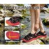 image:imageKuaiLu Womens Orthopedic Walking Sandals Comfortable Plantar Fasciitis Arch Support Sport Recovery Thick Cushion Closed Toe Hiking Sandal Adjustable Strap Casual Travel Beach Outdoor SandlesBlackRed