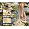 image:imageKuaiLu Womens Orthopedic Walking Sandals Comfortable Plantar Fasciitis Arch Support Sport Recovery Thick Cushion Closed Toe Hiking Sandal Adjustable Strap Casual Travel Beach Outdoor SandlesWhite Khaki