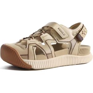 image:imageKuaiLu Womens Orthopedic Walking Sandals Comfortable Plantar Fasciitis Arch Support Sport Recovery Thick Cushion Closed Toe Hiking Sandal Adjustable Strap Casual Travel Beach Outdoor SandlesBeige