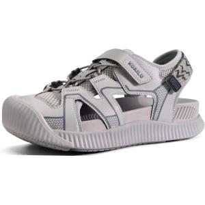 image:imageKuaiLu Womens Orthopedic Walking Sandals Comfortable Plantar Fasciitis Arch Support Sport Recovery Thick Cushion Closed Toe Hiking Sandal Adjustable Strap Casual Travel Beach Outdoor SandlesGrey