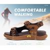 image:imageKuaiLu Womens Orthopedic Walking Sandals with Comfortable Arch Support Plantar Fasciitis Relief Summer Outdoor Hiking Sport Recovery Adjustable Strap Athletic Chunky Cushion ShoesBrown Khaki