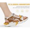 image:imageKuaiLu Womens Orthopedic Walking Sandals with Comfortable Arch Support Plantar Fasciitis Relief Summer Outdoor Hiking Sport Recovery Adjustable Strap Athletic Chunky Cushion ShoesWhite Khaki