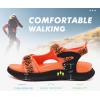 image:imageKuaiLu Womens Orthopedic Walking Sandals with Comfortable Arch Support Plantar Fasciitis Relief Summer Outdoor Hiking Sport Recovery Adjustable Strap Athletic Chunky Cushion ShoesOrange Black