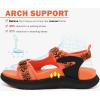 image:imageKuaiLu Womens Orthopedic Walking Sandals with Comfortable Arch Support Plantar Fasciitis Relief Summer Outdoor Hiking Sport Recovery Adjustable Strap Athletic Chunky Cushion ShoesOrange Black