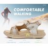 image:imageKuaiLu Womens Orthopedic Walking Sandals with Comfortable Arch Support Plantar Fasciitis Relief Summer Outdoor Hiking Sport Recovery Adjustable Strap Athletic Chunky Cushion ShoesLight Beige