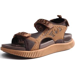 image:imageKuaiLu Womens Orthopedic Walking Sandals with Comfortable Arch Support Plantar Fasciitis Relief Summer Outdoor Hiking Sport Recovery Adjustable Strap Athletic Chunky Cushion ShoesBrown Khaki