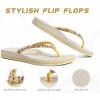 image:imageKuaiLu Womens Rhinestone Flip Flops with Comfort Arch Support Yoga Mat Cushion Sandals Fashion Summer Beach Travel Orthotic Walking Thong Sandles Slip on Plantar Fasciitis Indoor Outdoor ShoesTurmeric