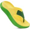 image:imageKuaiLu Womens Recovery Flip Flops with Comfortable Plantar Fasciitis Arch Support Orthotic Thong Sandals Cushion Sport Slides Reduces Stress on Feet Joints amp Back PostExerciseYellow Green