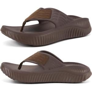 image:imageKuaiLu Womens Recovery Flip Flops with Comfortable Plantar Fasciitis Arch Support Orthotic Thong Sandals Cushion Sport Slides Reduces Stress on Feet Joints amp Back PostExerciseAll Brown