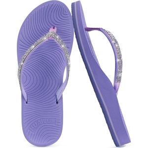 image:imageKuaiLu Womens Rhinestone Flip Flops with Comfort Arch Support Yoga Mat Cushion Sandals Fashion Summer Beach Travel Orthotic Walking Thong Sandles Slip on Plantar Fasciitis Indoor Outdoor ShoesPurple