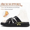 image:imageKuaiLu Gladiator Sandals for Women with Comfortable Arch Support Summer Beach Walking Fisherman Slides Boho Outfits Flats Slip on Cushion Shoes Indoor OutdoorBlack