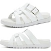 image:imageKuaiLu Gladiator Sandals for Women with Comfortable Arch Support Summer Beach Walking Fisherman Slides Boho Outfits Flats Slip on Cushion Shoes Indoor OutdoorWhite