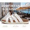image:imageKuaiLu Gladiator Sandals for Women with Comfortable Arch Support Summer Beach Walking Fisherman Slides Boho Outfits Flats Slip on Cushion Shoes Indoor OutdoorWhite Khaki