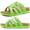 image:imageKuaiLu Gladiator Sandals for Women with Comfortable Arch Support Summer Beach Walking Fisherman Slides Boho Outfits Flats Slip on Cushion Shoes Indoor OutdoorNeon Green
