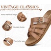 image:imageKuaiLu Gladiator Sandals for Women with Comfortable Arch Support Summer Beach Walking Fisherman Slides Boho Outfits Flats Slip on Cushion Shoes Indoor OutdoorKhaki