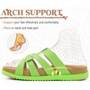 image:imageKuaiLu Gladiator Sandals for Women with Comfortable Arch Support Summer Beach Walking Fisherman Slides Boho Outfits Flats Slip on Cushion Shoes Indoor OutdoorNeon Green
