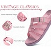 image:imageKuaiLu Gladiator Sandals for Women with Comfortable Arch Support Summer Beach Walking Fisherman Slides Boho Outfits Flats Slip on Cushion Shoes Indoor OutdoorPink