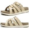 image:imageKuaiLu Gladiator Sandals for Women with Comfortable Arch Support Summer Beach Walking Fisherman Slides Boho Outfits Flats Slip on Cushion Shoes Indoor OutdoorBeige
