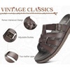 image:imageKuaiLu Gladiator Sandals for Women with Comfortable Arch Support Summer Beach Walking Fisherman Slides Boho Outfits Flats Slip on Cushion Shoes Indoor OutdoorBrown