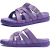 image:imageKuaiLu Gladiator Sandals for Women with Comfortable Arch Support Summer Beach Walking Fisherman Slides Boho Outfits Flats Slip on Cushion Shoes Indoor OutdoorPurple