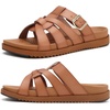 image:imageKuaiLu Gladiator Sandals for Women with Comfortable Arch Support Summer Beach Walking Fisherman Slides Boho Outfits Flats Slip on Cushion Shoes Indoor OutdoorKhaki