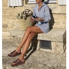 image:imageKuaiLu Gladiator Sandals for Women with Comfortable Arch Support Summer Beach Walking Fisherman Slides Boho Outfits Flats Slip on Cushion Shoes Indoor OutdoorBrown