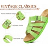 image:imageKuaiLu Gladiator Sandals for Women with Comfortable Arch Support Summer Beach Walking Fisherman Slides Boho Outfits Flats Slip on Cushion Shoes Indoor OutdoorNeon Green
