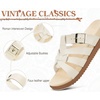image:imageKuaiLu Gladiator Sandals for Women with Comfortable Arch Support Summer Beach Walking Fisherman Slides Boho Outfits Flats Slip on Cushion Shoes Indoor OutdoorCream
