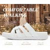 image:imageKuaiLu Gladiator Sandals for Women with Comfortable Arch Support Summer Beach Walking Fisherman Slides Boho Outfits Flats Slip on Cushion Shoes Indoor OutdoorWhite