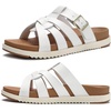 image:imageKuaiLu Gladiator Sandals for Women with Comfortable Arch Support Summer Beach Walking Fisherman Slides Boho Outfits Flats Slip on Cushion Shoes Indoor OutdoorWhite Khaki