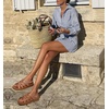 image:imageKuaiLu Gladiator Sandals for Women with Comfortable Arch Support Summer Beach Walking Fisherman Slides Boho Outfits Flats Slip on Cushion Shoes Indoor OutdoorKhaki