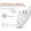 image:imageKuaiLu Gladiator Sandals for Women with Comfortable Arch Support Summer Beach Walking Fisherman Slides Boho Outfits Flats Slip on Cushion Shoes Indoor OutdoorWhite