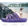 image:imageKuaiLu Gladiator Sandals for Women with Comfortable Arch Support Summer Beach Walking Fisherman Slides Boho Outfits Flats Slip on Cushion Shoes Indoor OutdoorPurple