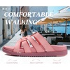 image:imageKuaiLu Gladiator Sandals for Women with Comfortable Arch Support Summer Beach Walking Fisherman Slides Boho Outfits Flats Slip on Cushion Shoes Indoor OutdoorPink