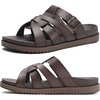 image:imageKuaiLu Gladiator Sandals for Women with Comfortable Arch Support Summer Beach Walking Fisherman Slides Boho Outfits Flats Slip on Cushion Shoes Indoor OutdoorBrown