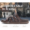 image:imageKuaiLu Gladiator Sandals for Women with Comfortable Arch Support Summer Beach Walking Fisherman Slides Boho Outfits Flats Slip on Cushion Shoes Indoor OutdoorBrown