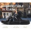 image:imageKuaiLu Gladiator Sandals for Women with Comfortable Arch Support Summer Beach Walking Fisherman Slides Boho Outfits Flats Slip on Cushion Shoes Indoor OutdoorBlack