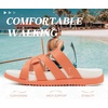 image:imageKuaiLu Gladiator Sandals for Women with Comfortable Arch Support Summer Beach Walking Fisherman Slides Boho Outfits Flats Slip on Cushion Shoes Indoor OutdoorOrange