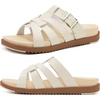 image:imageKuaiLu Gladiator Sandals for Women with Comfortable Arch Support Summer Beach Walking Fisherman Slides Boho Outfits Flats Slip on Cushion Shoes Indoor OutdoorCream