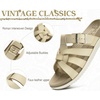 image:imageKuaiLu Gladiator Sandals for Women with Comfortable Arch Support Summer Beach Walking Fisherman Slides Boho Outfits Flats Slip on Cushion Shoes Indoor OutdoorBeige