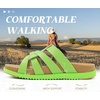 image:imageKuaiLu Gladiator Sandals for Women with Comfortable Arch Support Summer Beach Walking Fisherman Slides Boho Outfits Flats Slip on Cushion Shoes Indoor OutdoorNeon Green