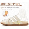 image:imageKuaiLu Gladiator Sandals for Women with Comfortable Arch Support Summer Beach Walking Fisherman Slides Boho Outfits Flats Slip on Cushion Shoes Indoor OutdoorCream