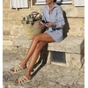 image:imageKuaiLu Gladiator Sandals for Women with Comfortable Arch Support Summer Beach Walking Fisherman Slides Boho Outfits Flats Slip on Cushion Shoes Indoor OutdoorBeige