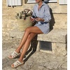 image:imageKuaiLu Gladiator Sandals for Women with Comfortable Arch Support Summer Beach Walking Fisherman Slides Boho Outfits Flats Slip on Cushion Shoes Indoor OutdoorCream