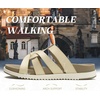 image:imageKuaiLu Gladiator Sandals for Women with Comfortable Arch Support Summer Beach Walking Fisherman Slides Boho Outfits Flats Slip on Cushion Shoes Indoor OutdoorBeige